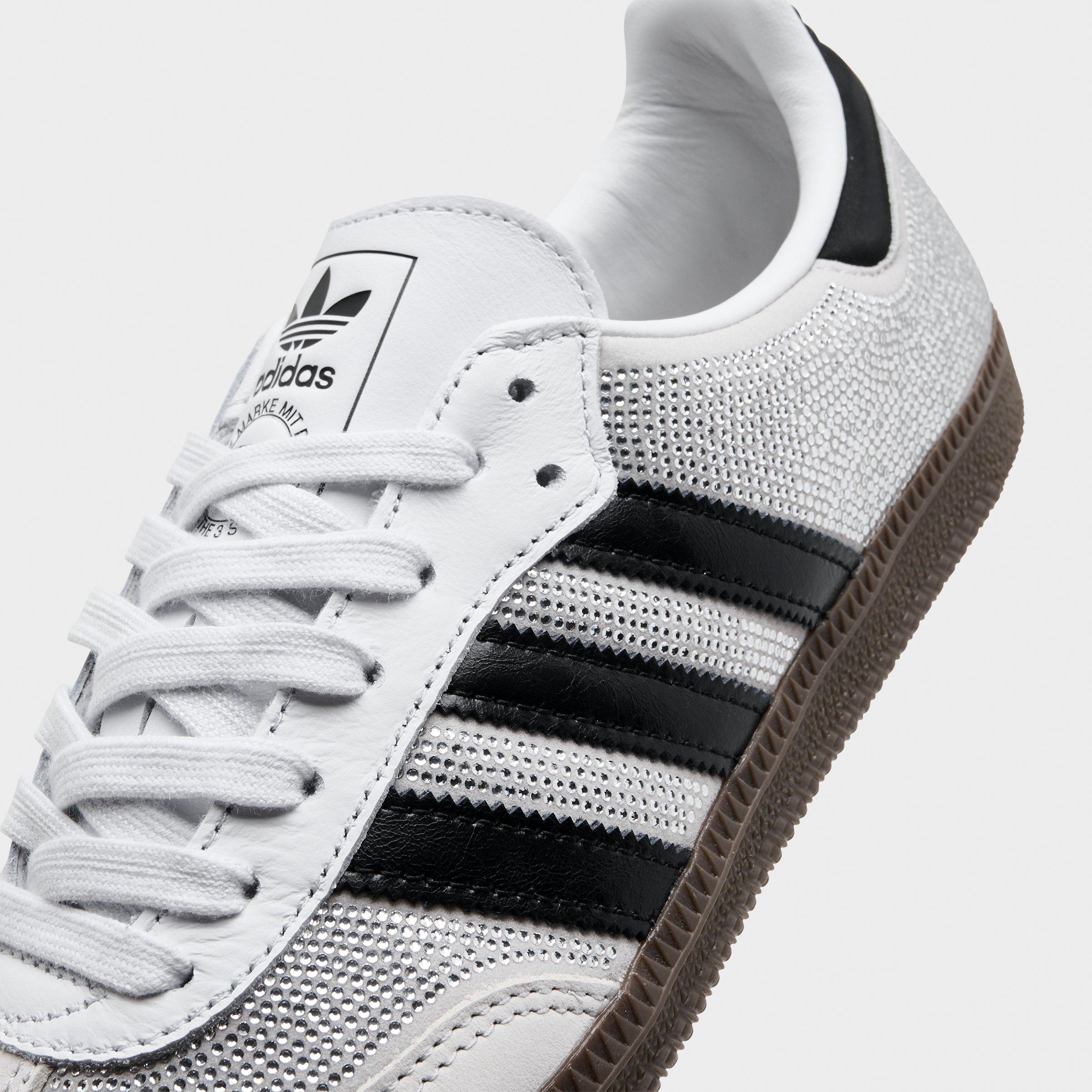 Women's adidas Originals Samba OG Rhinestone Casual Shoes - Crystal White/Core White/Silver Metallic - Detail shot
