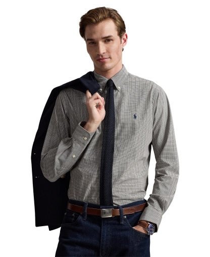 Polo Ralph Lauren Men's Stretch Poplin Shirt - Nutmug Brown White