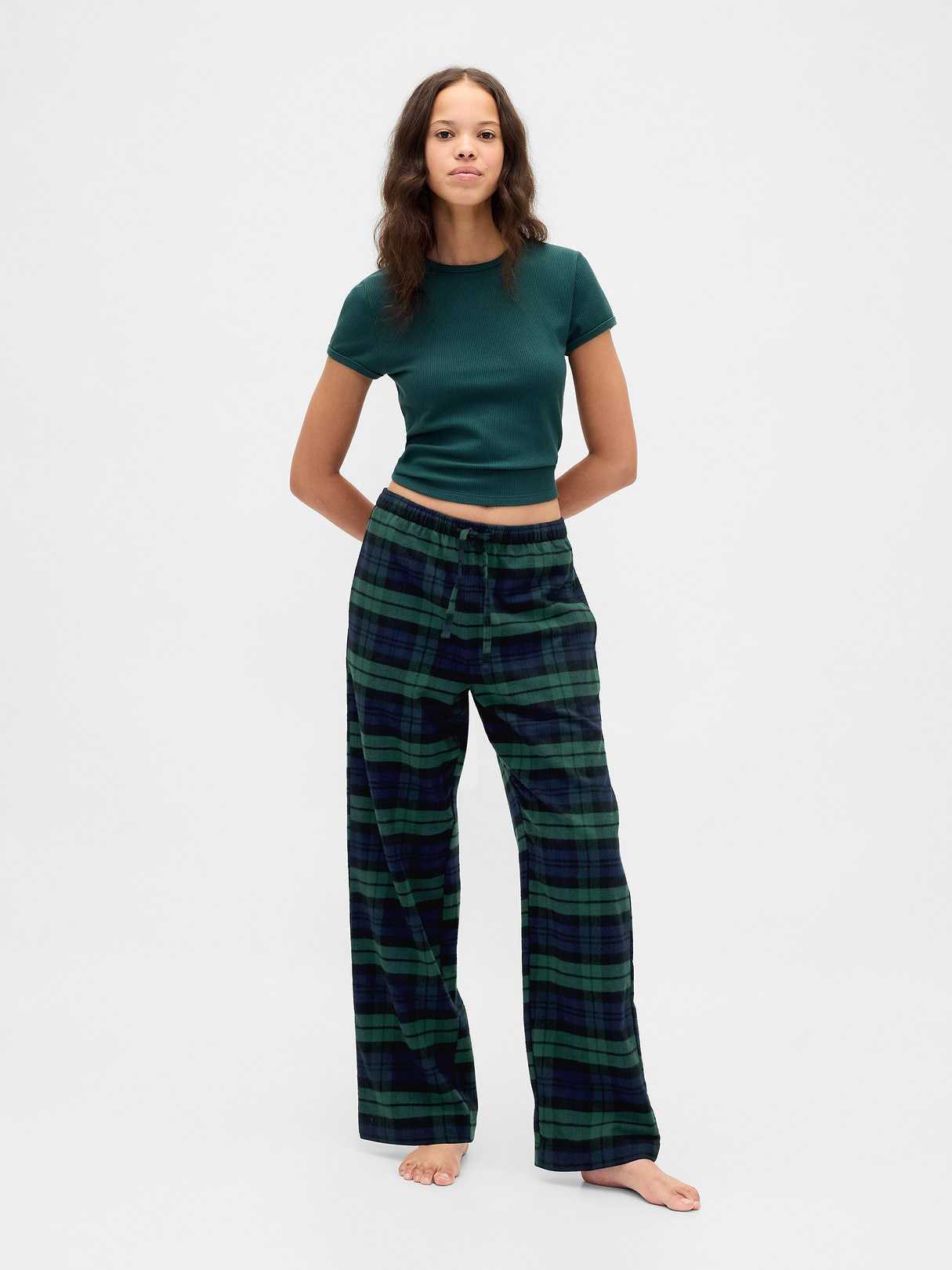 Adult Softest Flannel PJ Pants - Black watch plaid print