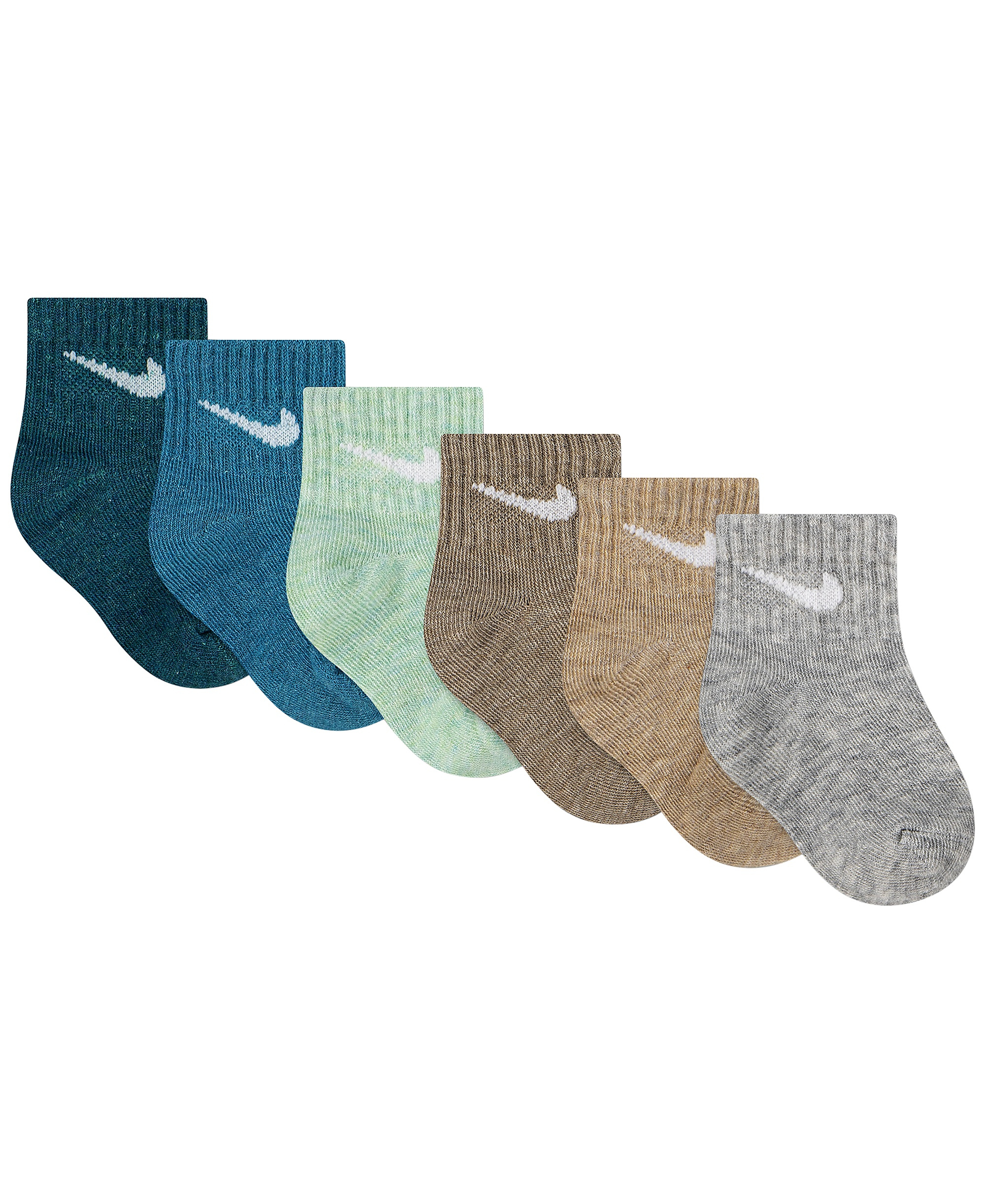 Nike Baby and Toddler Boys' and Baby Girls' Swoosh Ankle Socks, 6-Pack - Energy