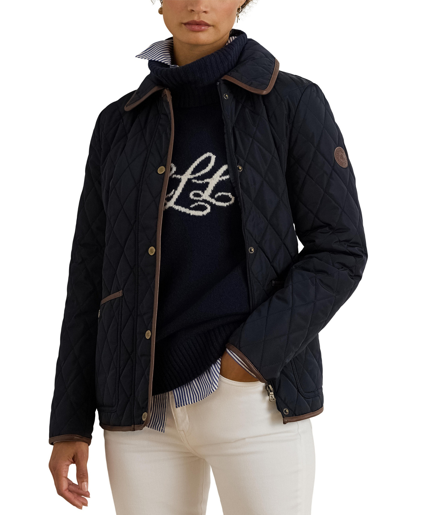 Lauren Ralph Lauren Petite Quilted Velboa-Lined Jacket, Created for Macy's - Dk Navy