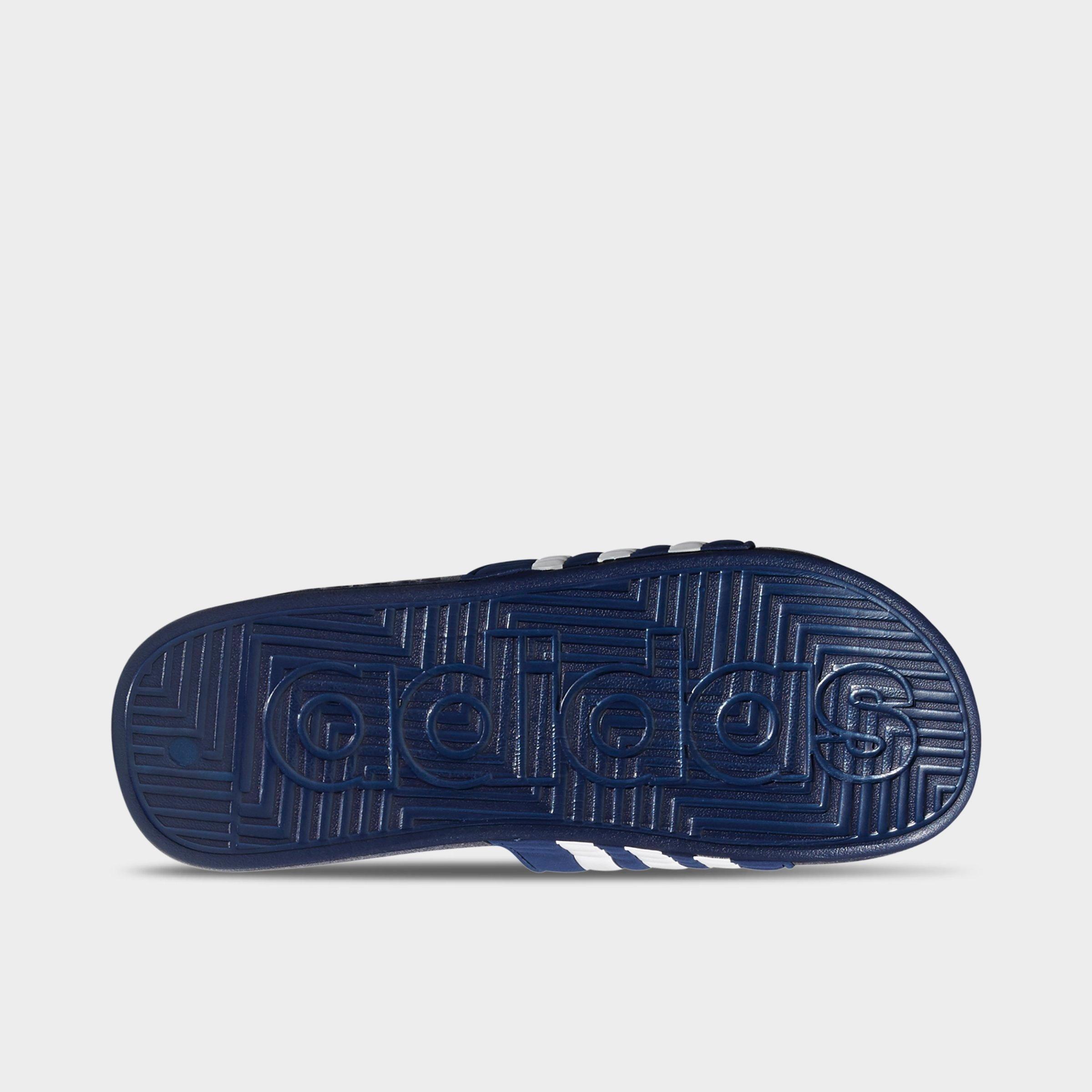 Men's adidas Adissage Slide Sandals - Dark Blue/White/Dark Blue - Bottom view