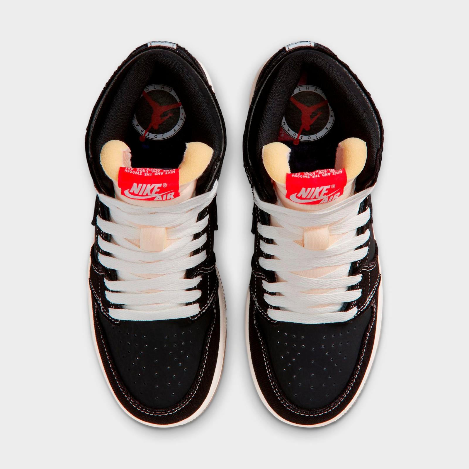 Big Kids' Air Jordan Retro 1 High OG Casual Shoes - Black/University Red/Sail/Gum Medium Brown - view 5
