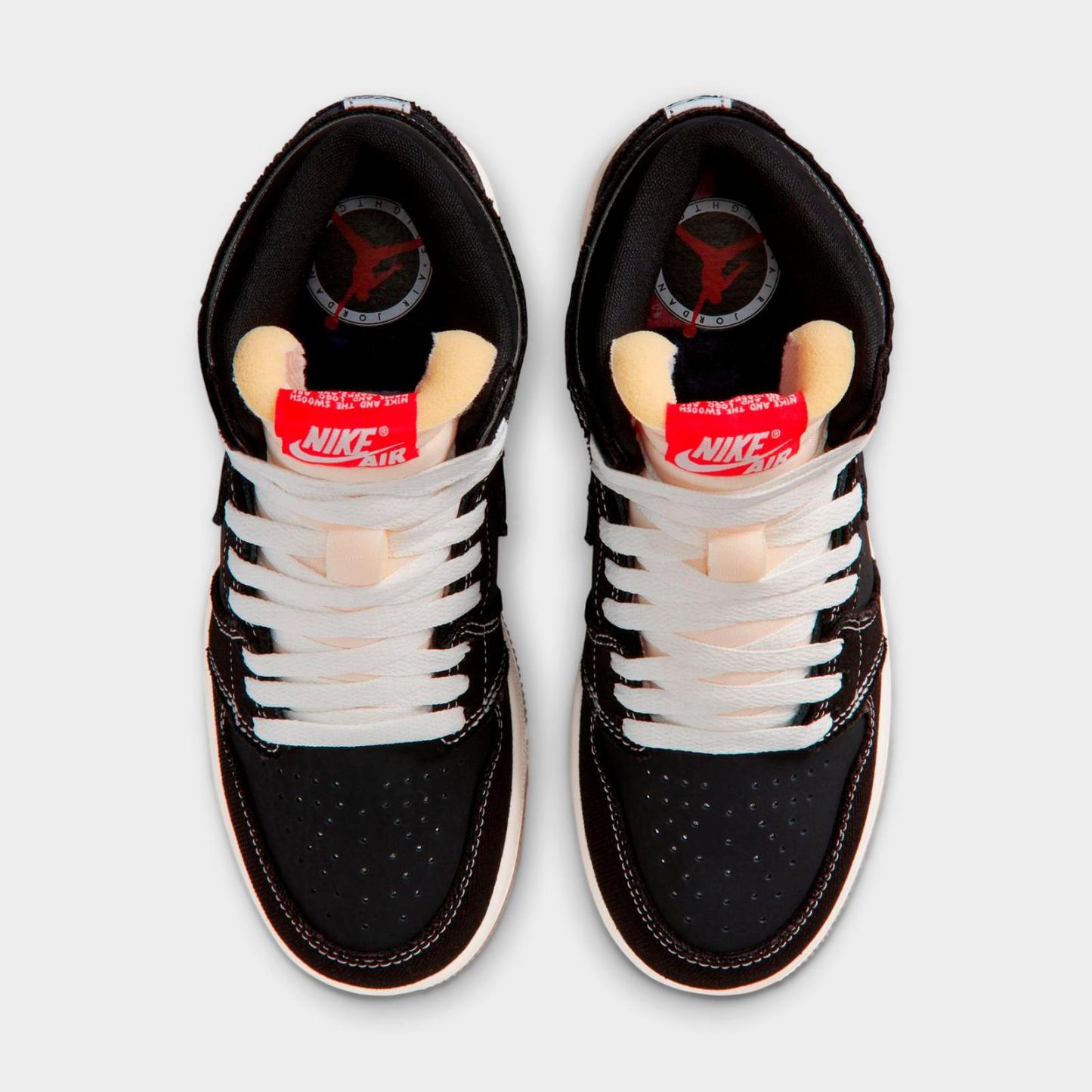 Big Kids' Air Jordan Retro 1 High OG Casual Shoes - Black/University Red/Sail/Gum Medium Brown - view 5