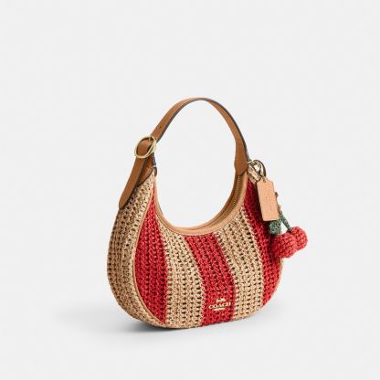 Emily Shoulder Bag With Charm - Gold/Red/Tan - view 6