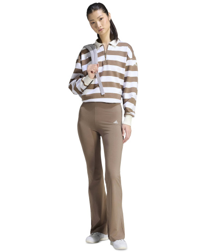 adidas Women's Essentials Small Logo Flared Leggings - Khaki Six/white