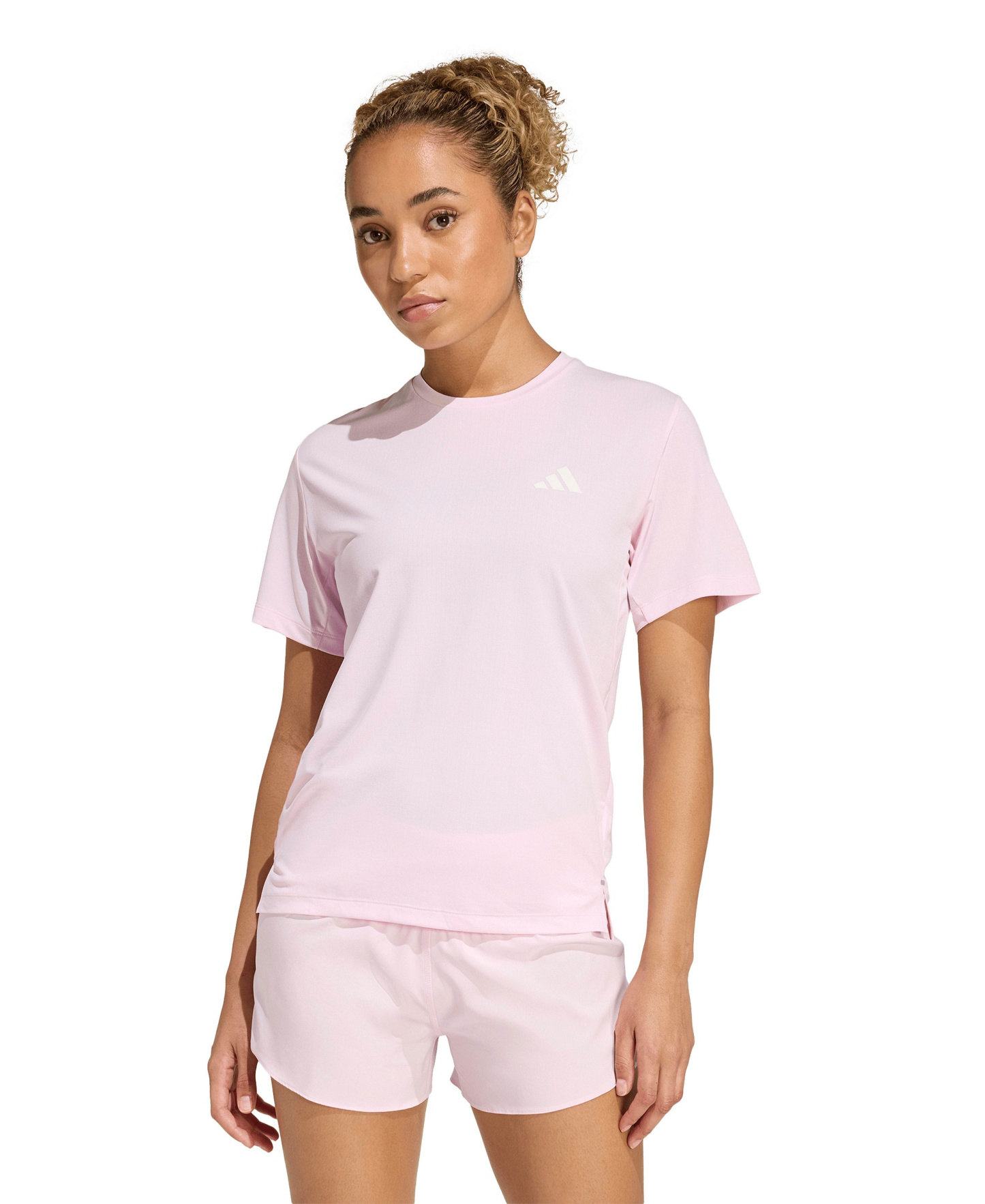 adidas Women's Crewneck Running T-Shirt - Clear Pink