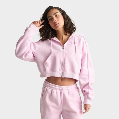 Women's New Balance Piped Cropped Full-Zip Hoodie - Light Raspberry - view 1