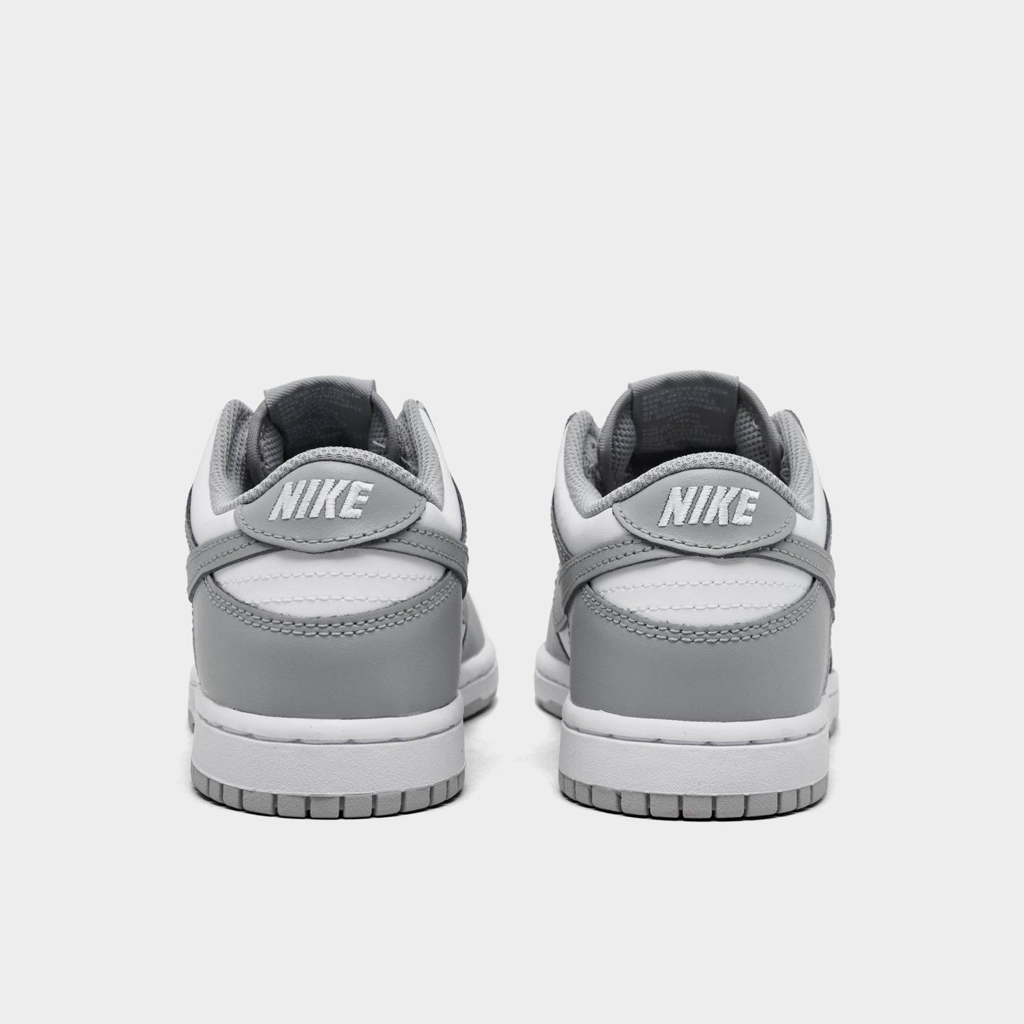 Little Kids' Nithtke Dunk Low Casual Shoes - Part 1 - White/Light Smoke Grey - Back view