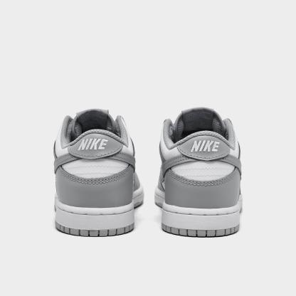 Little Kids' Nithtke Dunk Low Casual Shoes - Part 1 - White/Light Smoke Grey - Back view