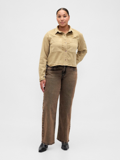 Low Rise Lace-Up '90s Loose Jeans - Brown acid wash