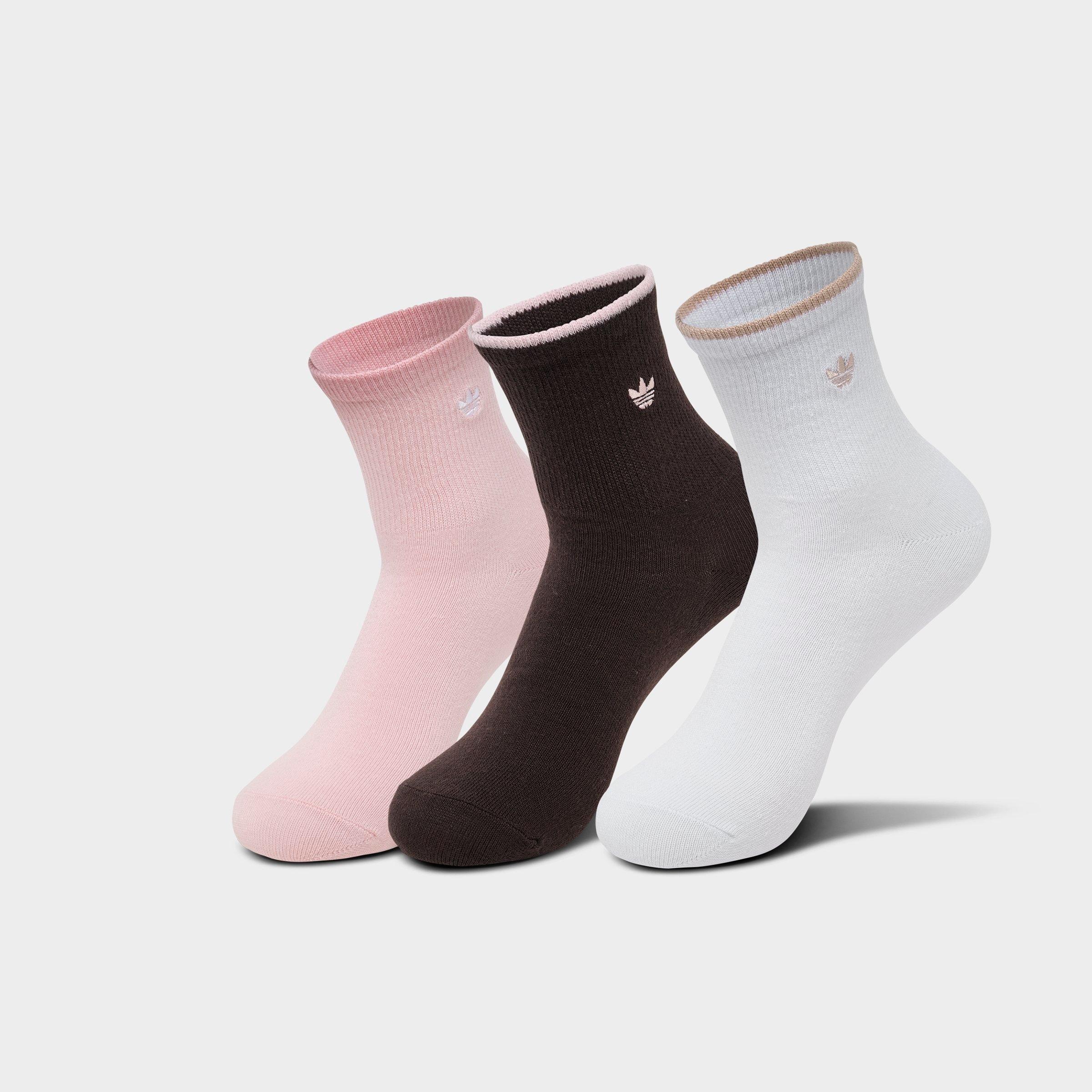 adidas Originals Trefoil Luna Quarter Socks (3-Pack) - Aura Coffee/Pink/White