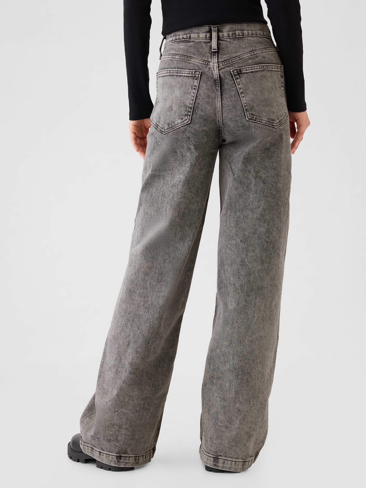 High Rise Stride Wide-Leg Jeans - Black