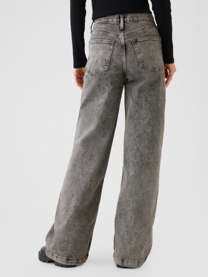 High Rise Stride Wide-Leg Jeans - Black