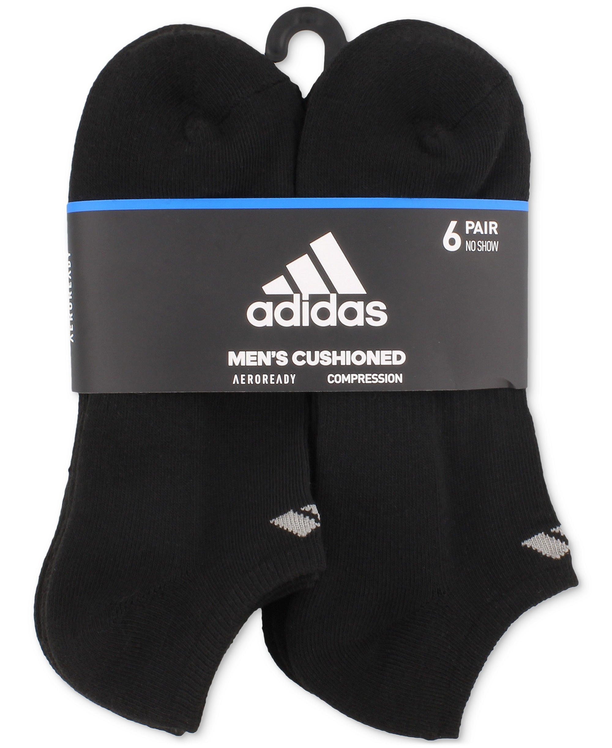 adidas Men's Cushioned Athletic 6-Pack No Show Socks - Black