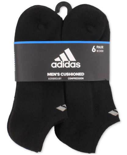 adidas Men's Cushioned Athletic 6-Pack No Show Socks - Black