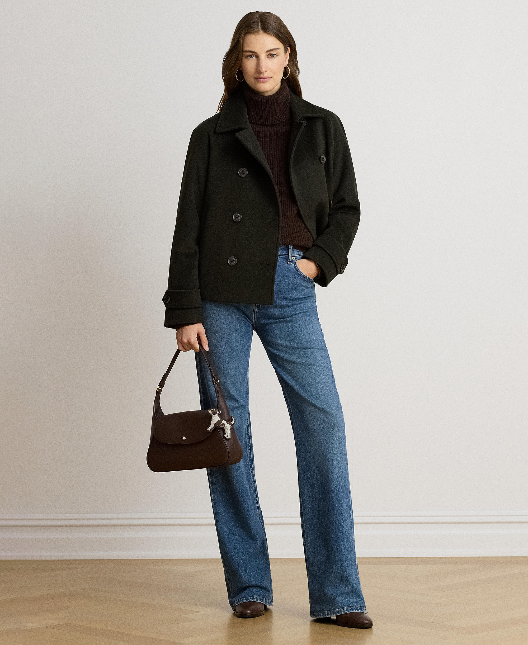 Lauren Ralph Lauren Women's Short Double Breasted Wool Coat - Litchfeild Loden