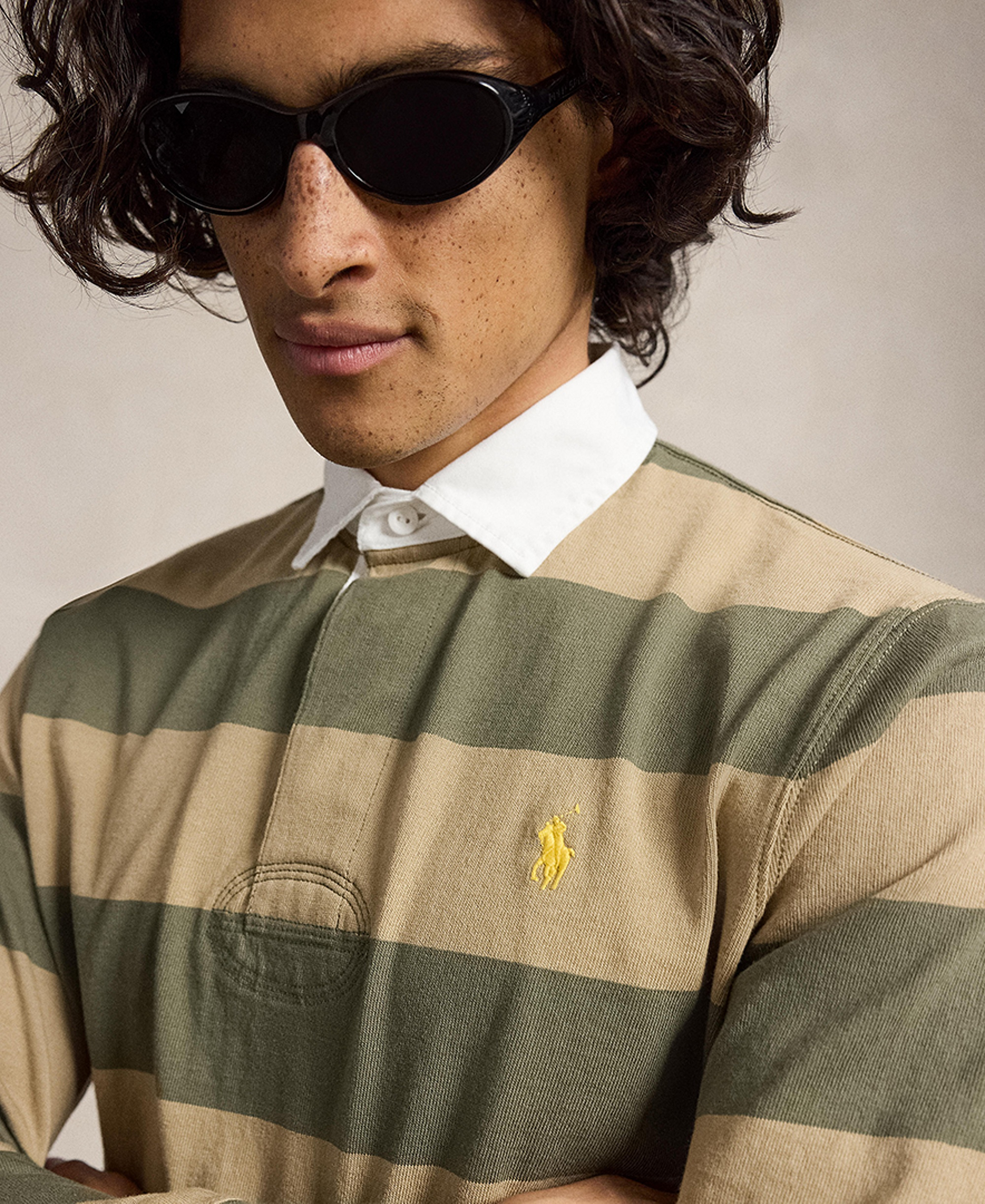 Polo Ralph Lauren Men's Iconic Rugby Classic-Fit Polo Shirt - Trophy Cream/Choclate Brown