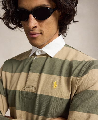 Polo Ralph Lauren Men's Iconic Rugby Classic-Fit Polo Shirt - Trophy Cream/Choclate Brown