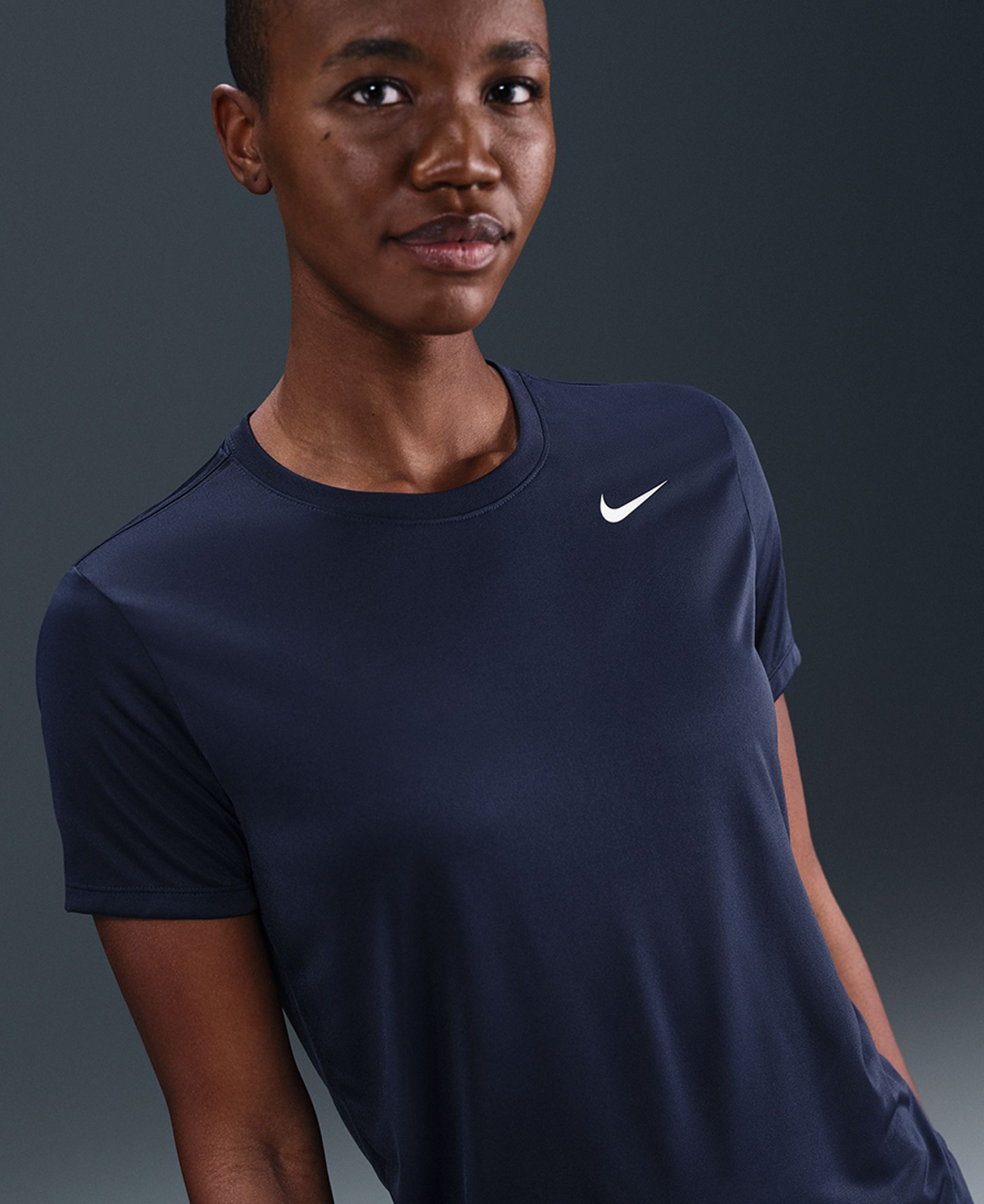 Nike Women's Dri-FIT T-Shirt - Midnight Navy/white