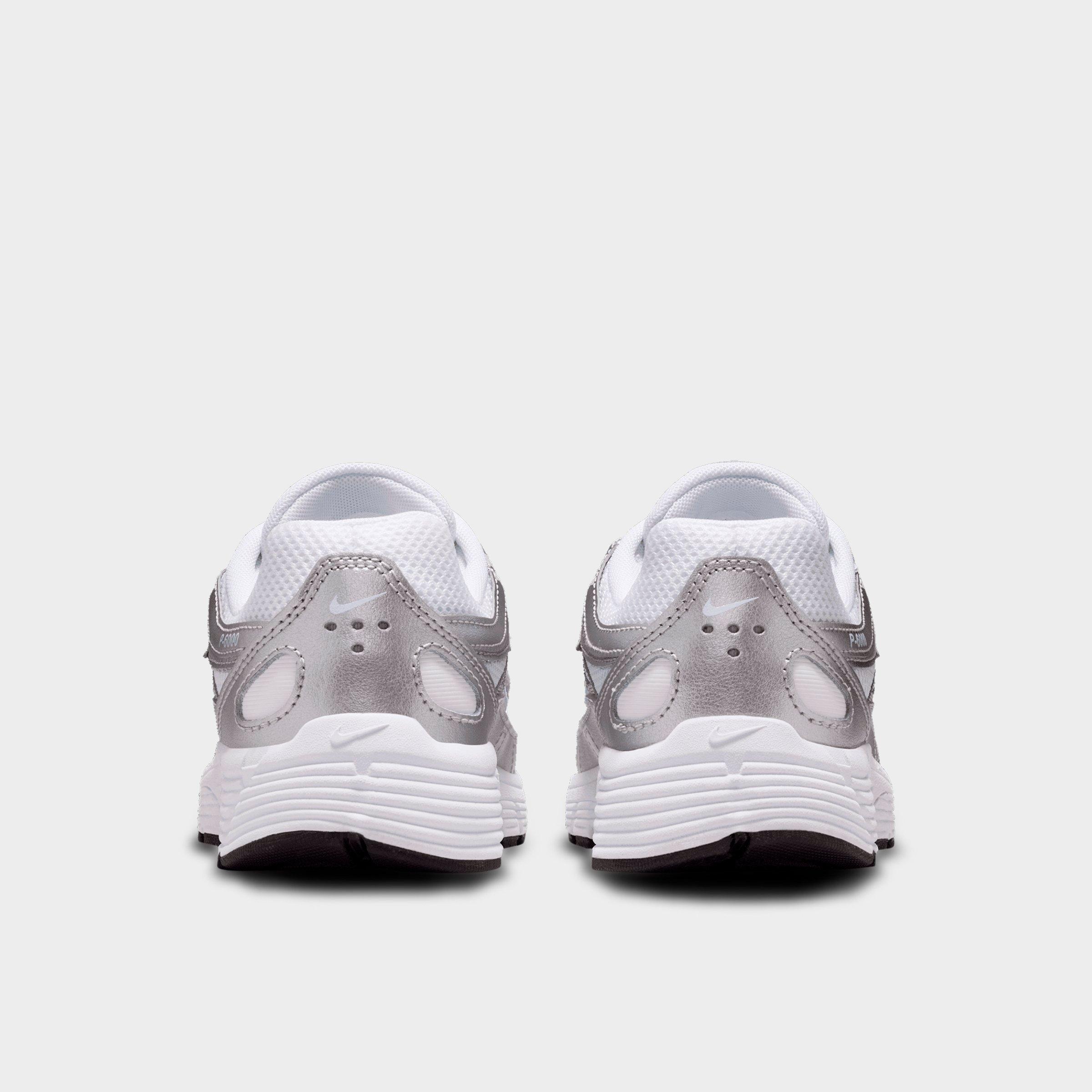 Big Kids' Nithtke P-6000 Casual Shoes - White/Blue Tint/Black/Metallic Silver - Back view