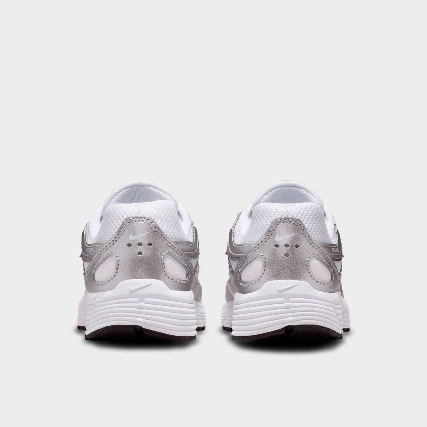 Big Kids' Nithtke P-6000 Casual Shoes - White/Blue Tint/Black/Metallic Silver - Back view