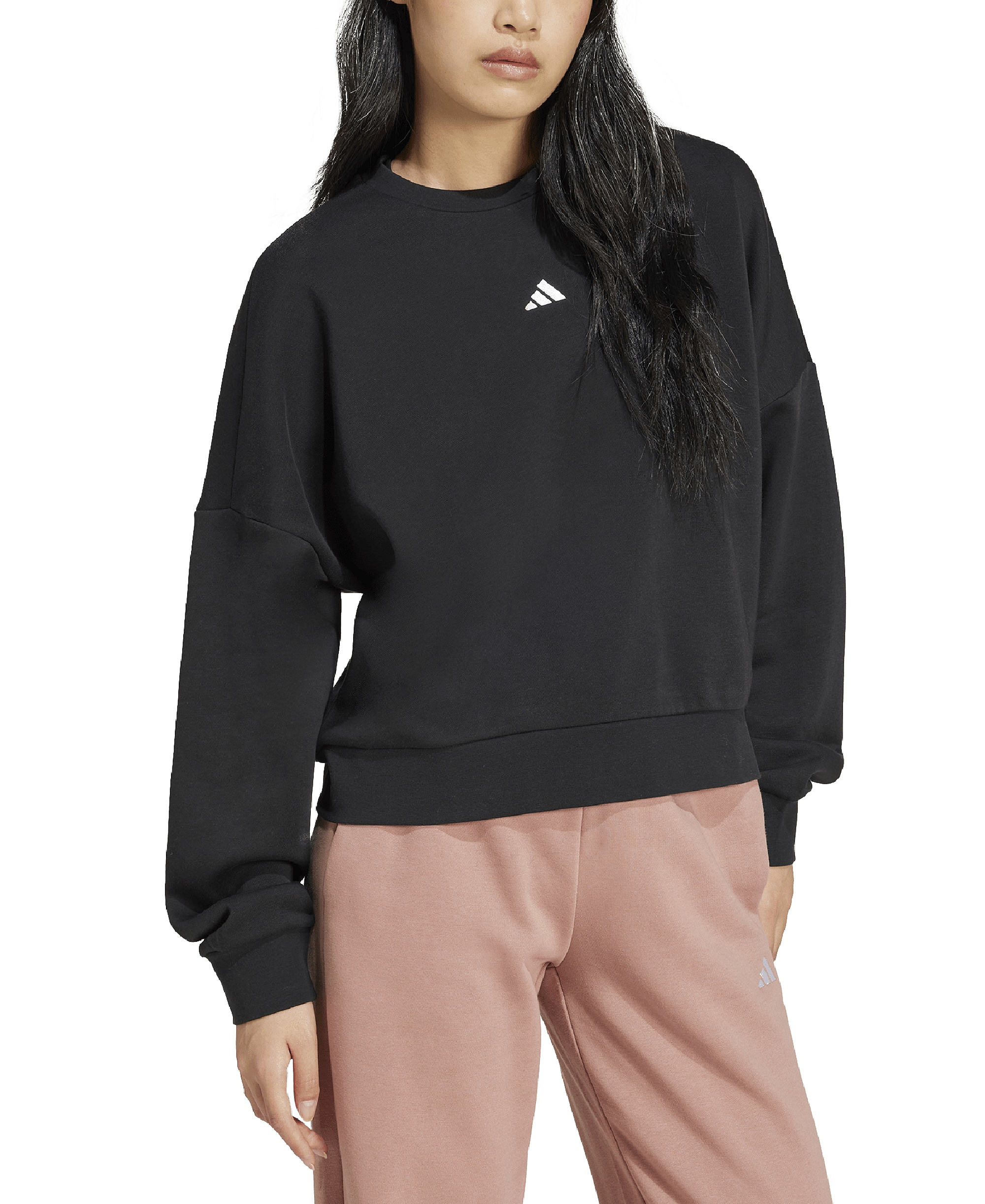 adidas Women's Essentials Crewneck Small-Logo Sweatshirt - Black/White