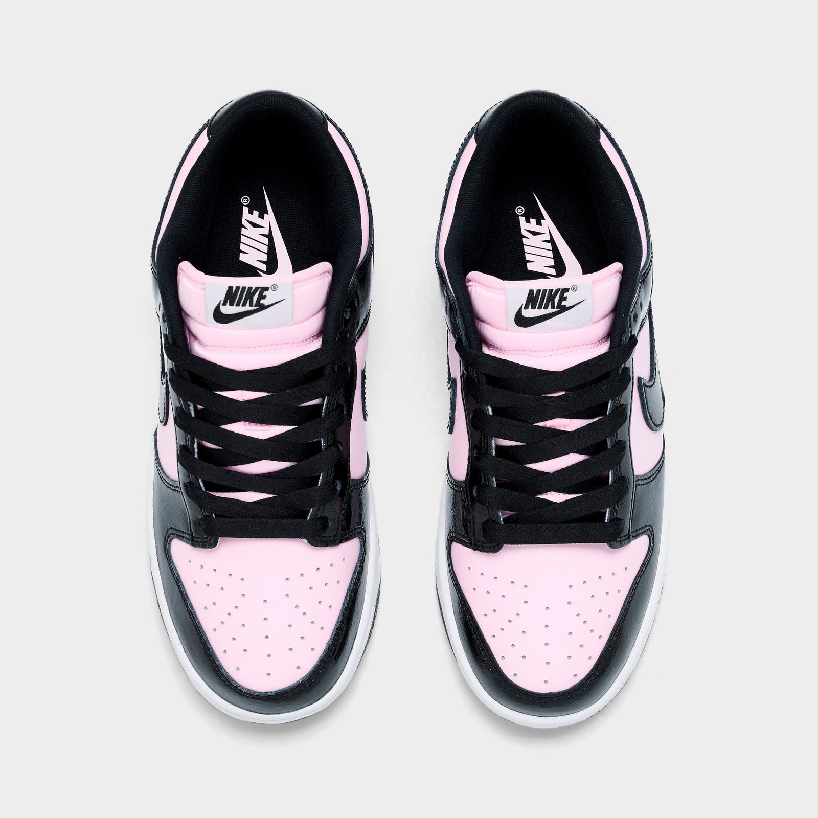 Women's Nike Dunk Low Patent Leather Casual Shoes - Pink Foam/Black/White