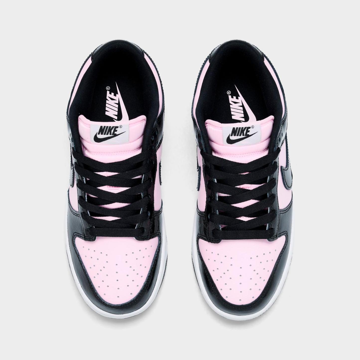 Women's Nike Dunk Low Patent Leather Casual Shoes - Pink Foam/Black/White