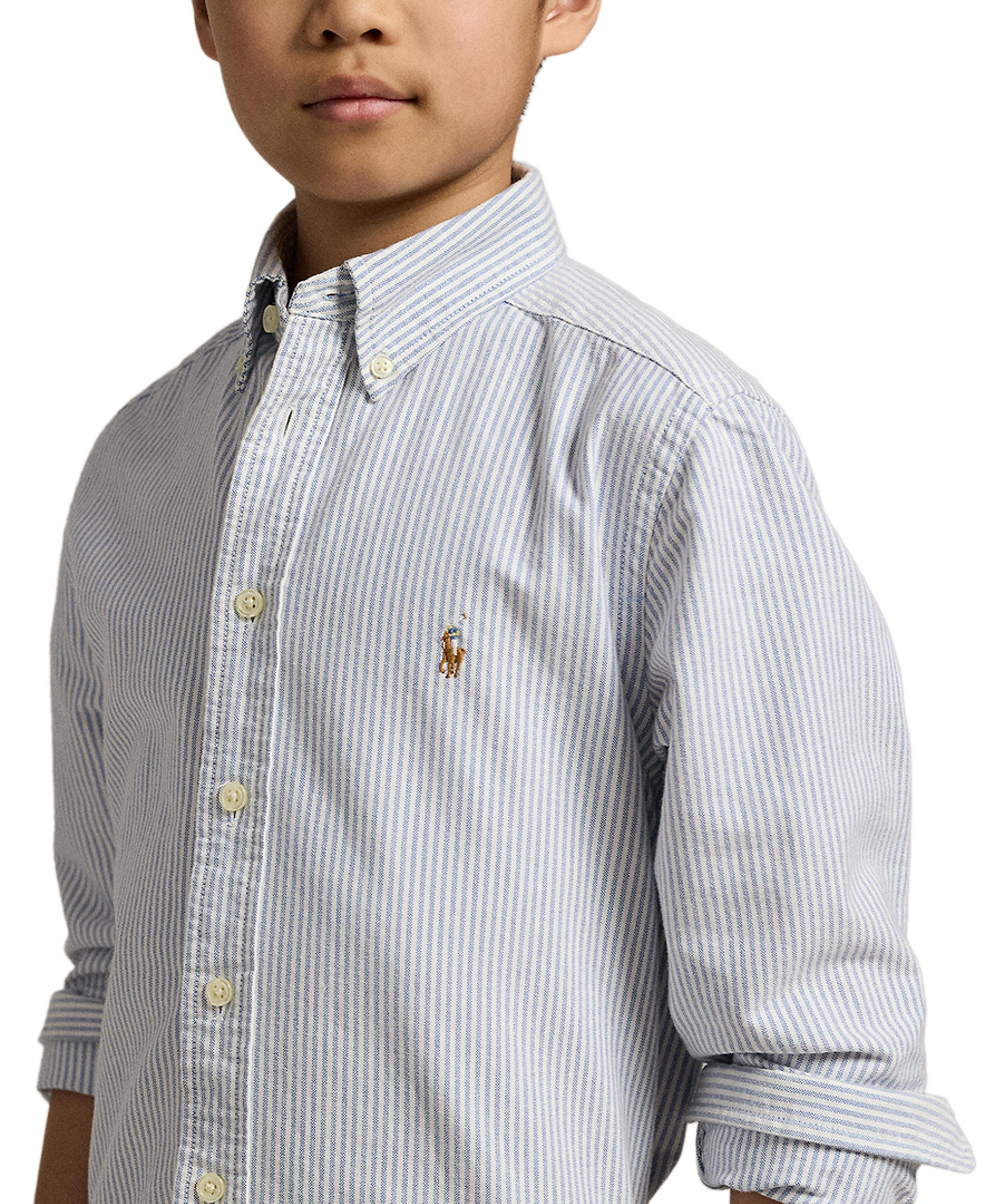 Polo Ralph Lauren 8-20 Boys' Embroidered Pony Logo Cotton Oxford Shirt - Light Blue Stripe