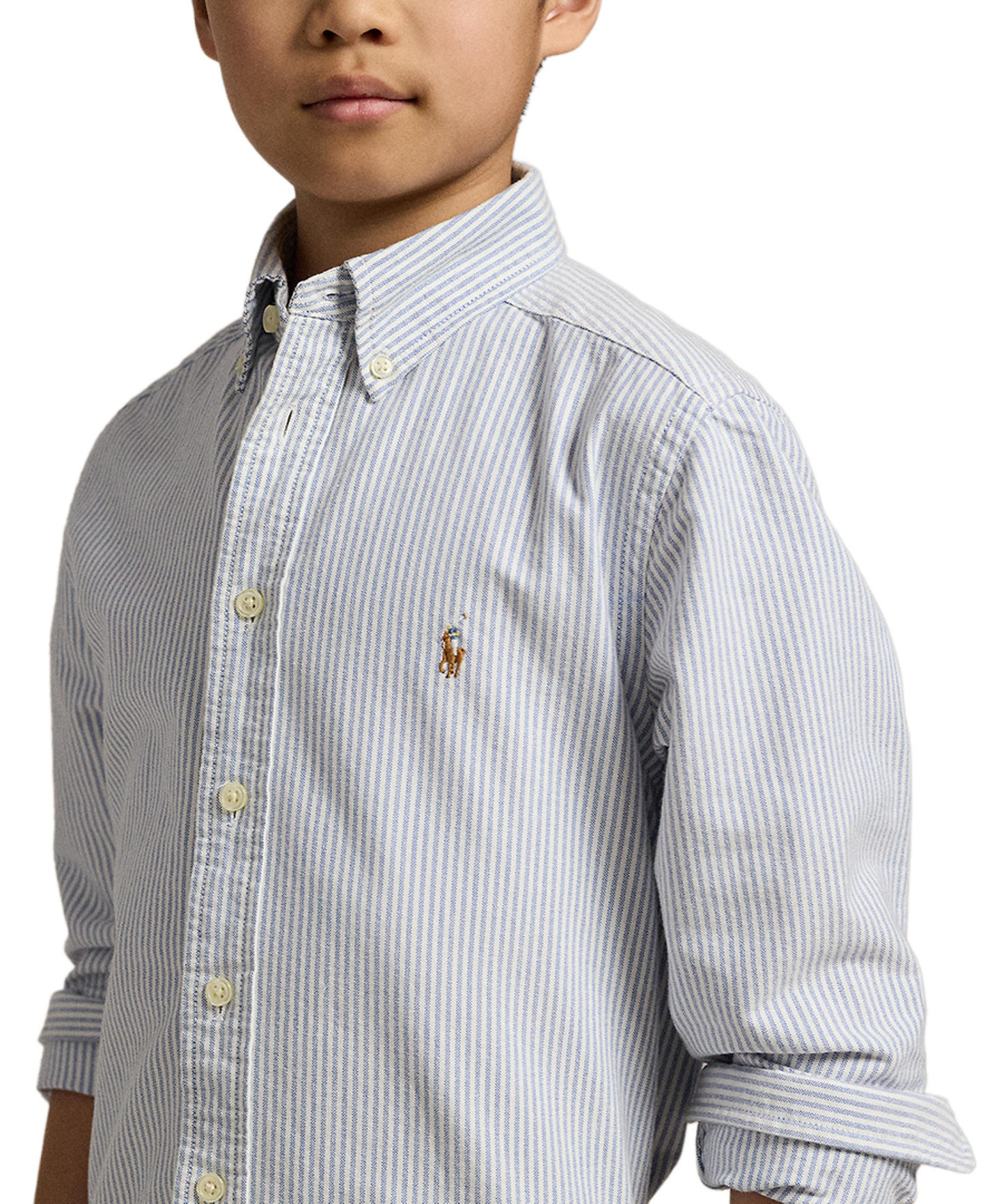 Polo Ralph Lauren 8-20 Boys' Embroidered Pony Logo Cotton Oxford Shirt - Light Blue Stripe