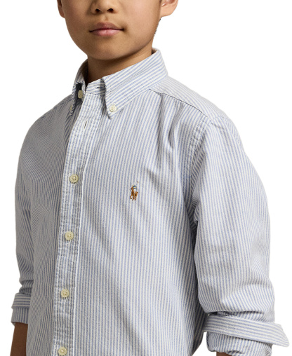 Polo Ralph Lauren 8-20 Boys' Embroidered Pony Logo Cotton Oxford Shirt - Light Blue Stripe