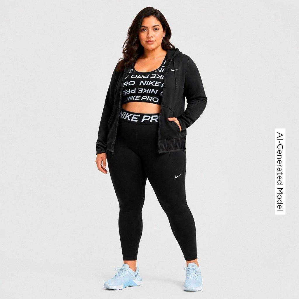 Women's Nithtke Studio Fleece Sport Dri-FIT Full-Zip Hoodie - Black/White