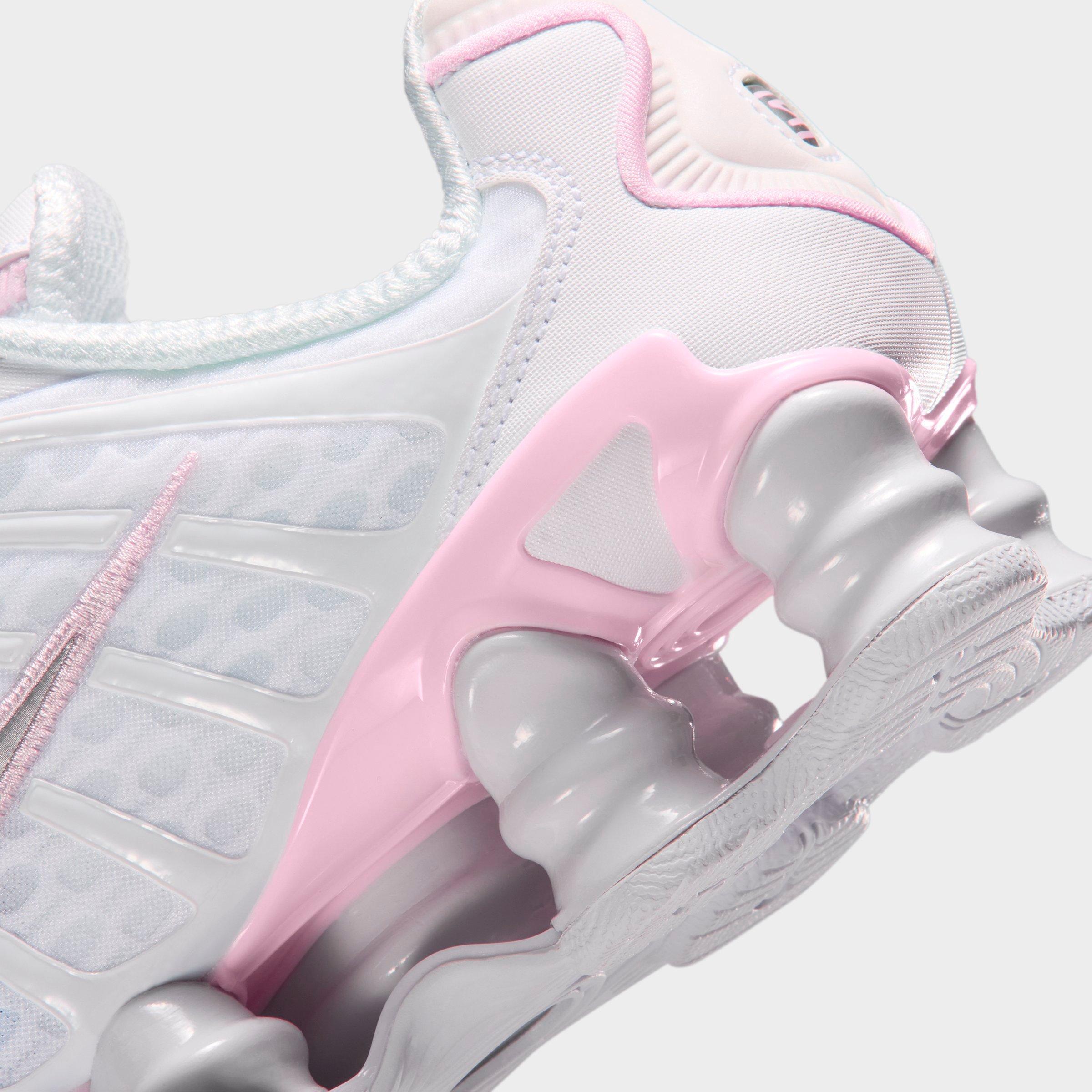Big Kids' Nithtke Shox TL Casual Shoes - White/Pink Foam/Metallic Silver - Detail shot