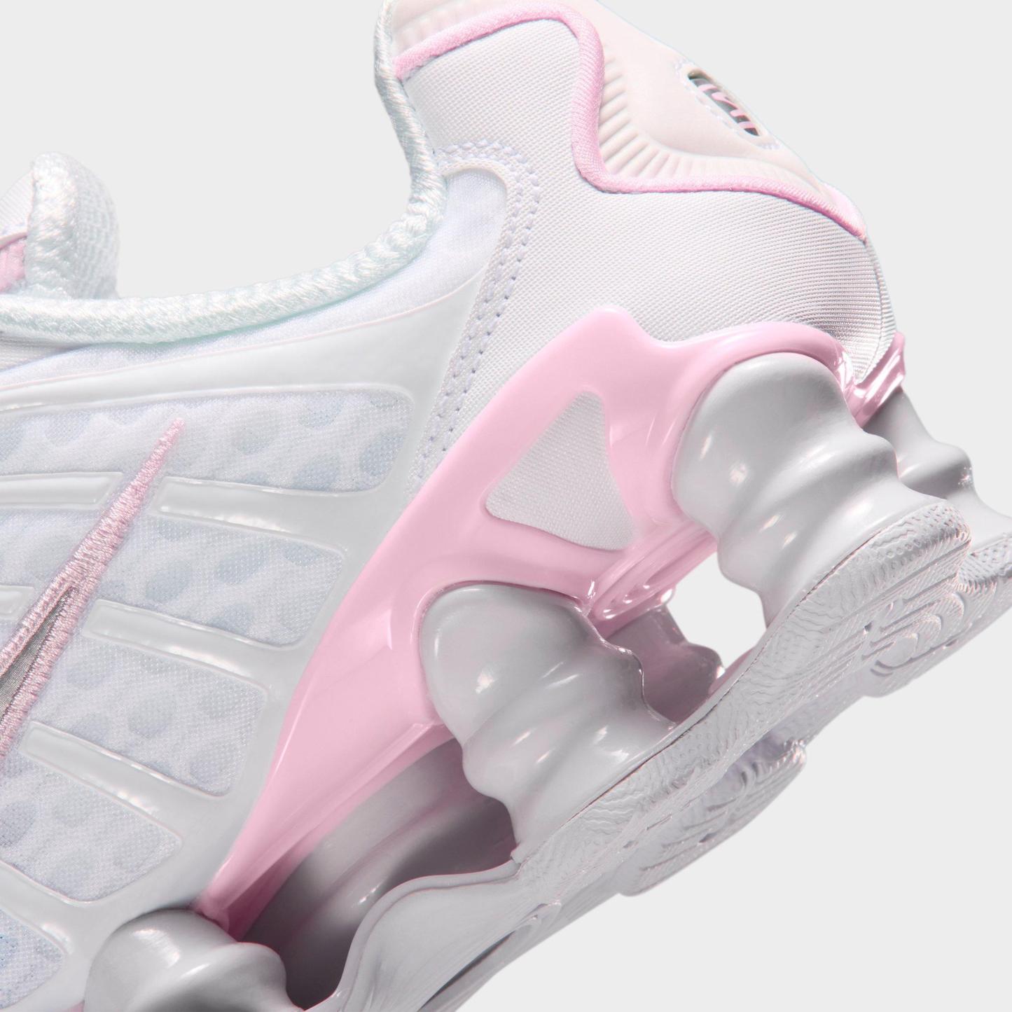 Big Kids' Nithtke Shox TL Casual Shoes - White/Pink Foam/Metallic Silver - Detail shot