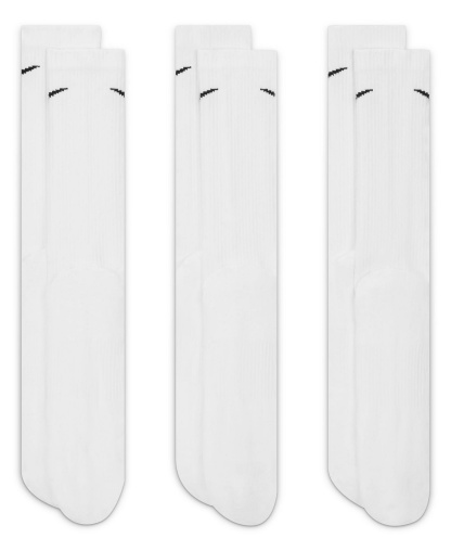 Nike Unisex Everyday Plus Cushioned Training Crew Socks 3 Pairs - White