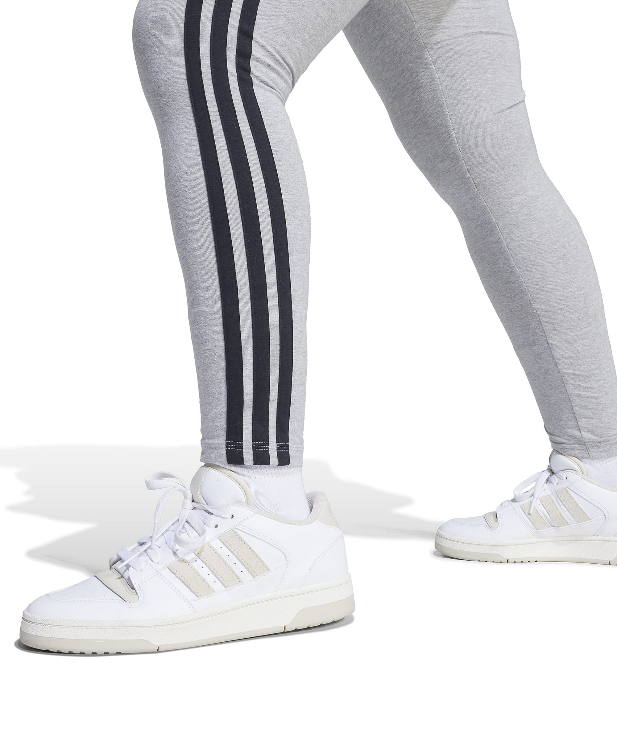 adidas Plus Size Essentials 3-Stripes Cotton Leggings - Medium Grey Heather/Black