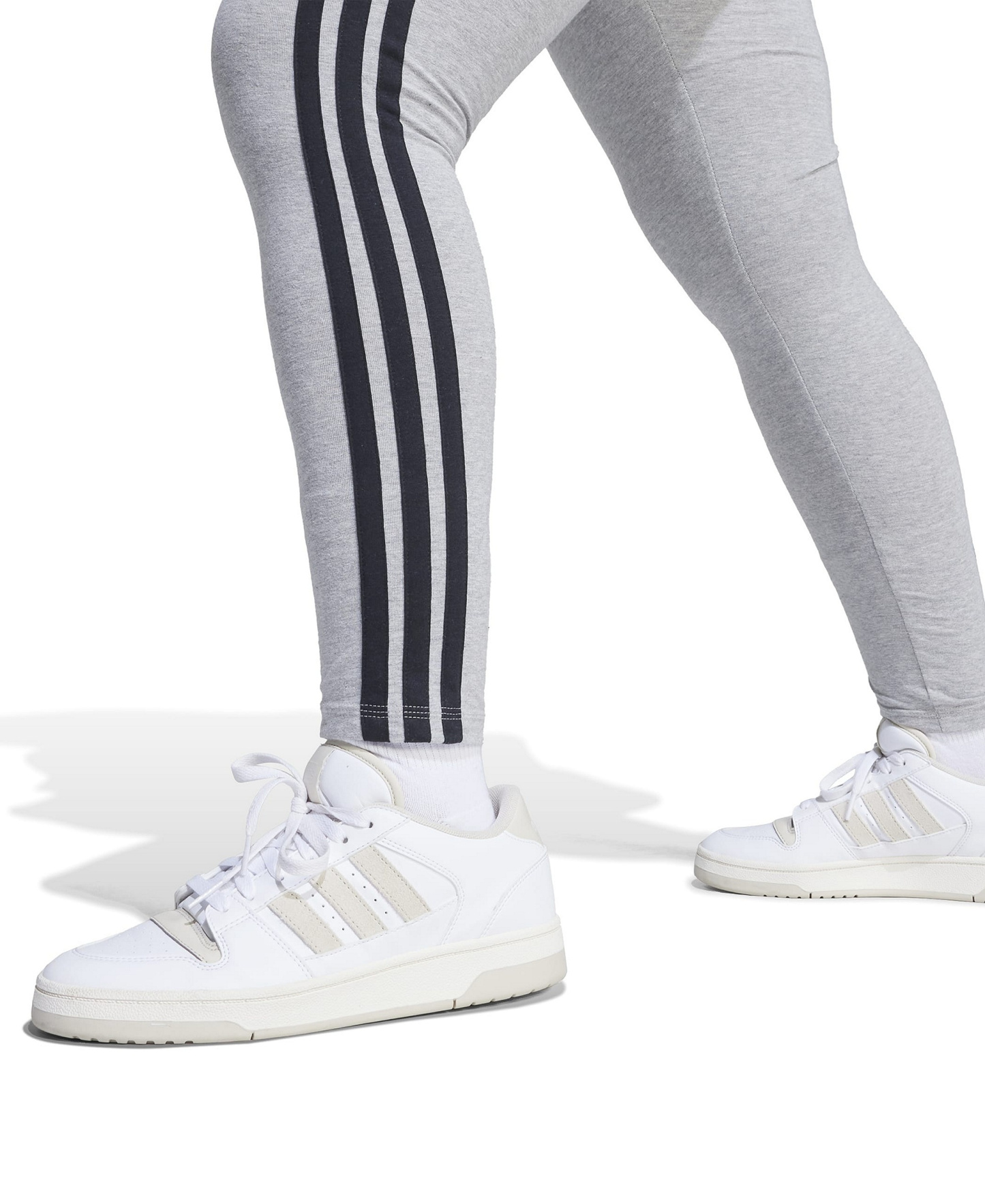 adidas Plus Size Essentials 3-Stripes Cotton Leggings - Medium Grey Heather/Black