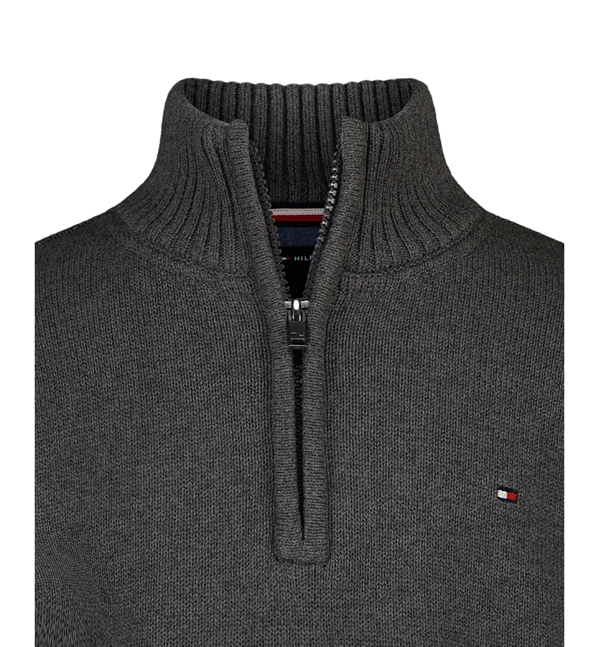 Tommy Hilfiger Boys' 8-20 Zipneck Cotton Quarter-Zip Sweater - Charcoal Heather