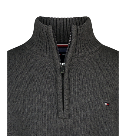 Tommy Hilfiger Boys' 8-20 Zipneck Cotton Quarter-Zip Sweater - Charcoal Heather
