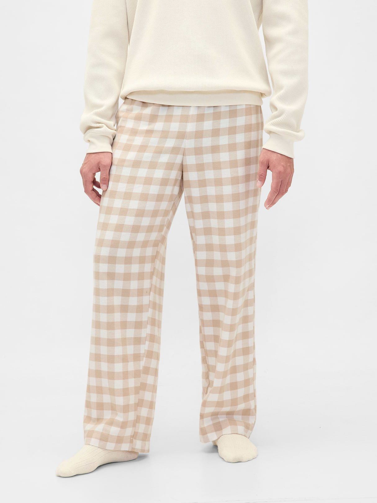 Adult Softest Flannel PJ Pants - Beige gingham