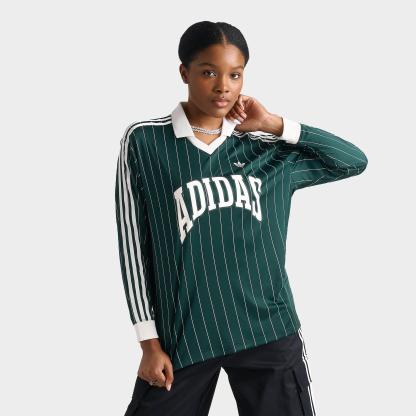 Women's adidas Originals Pinstripe Long-Sleeve Football T-Shirt - Aurora Ivy