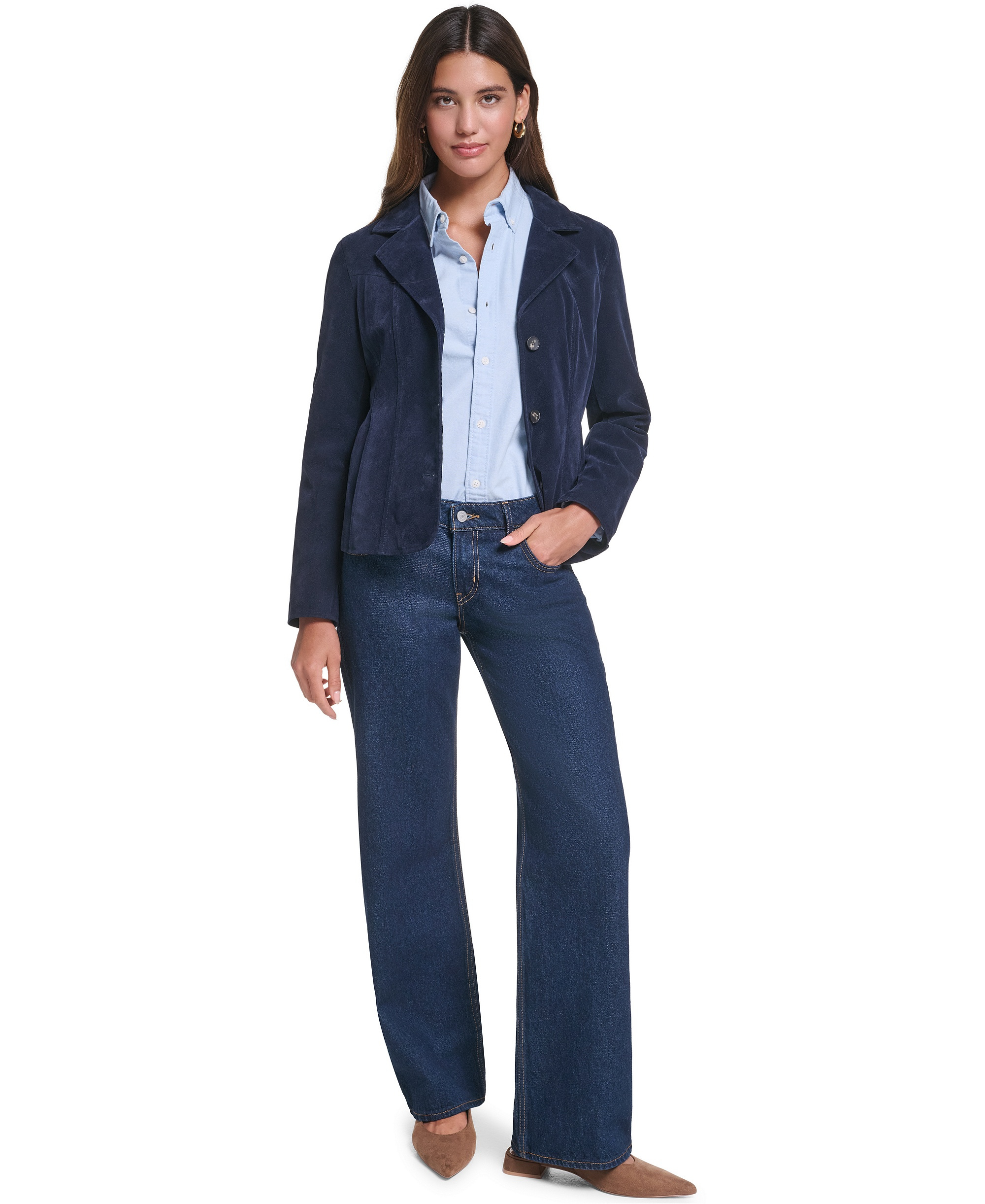 Levi's Women's Fitted Faux Suede Blazer - Navy