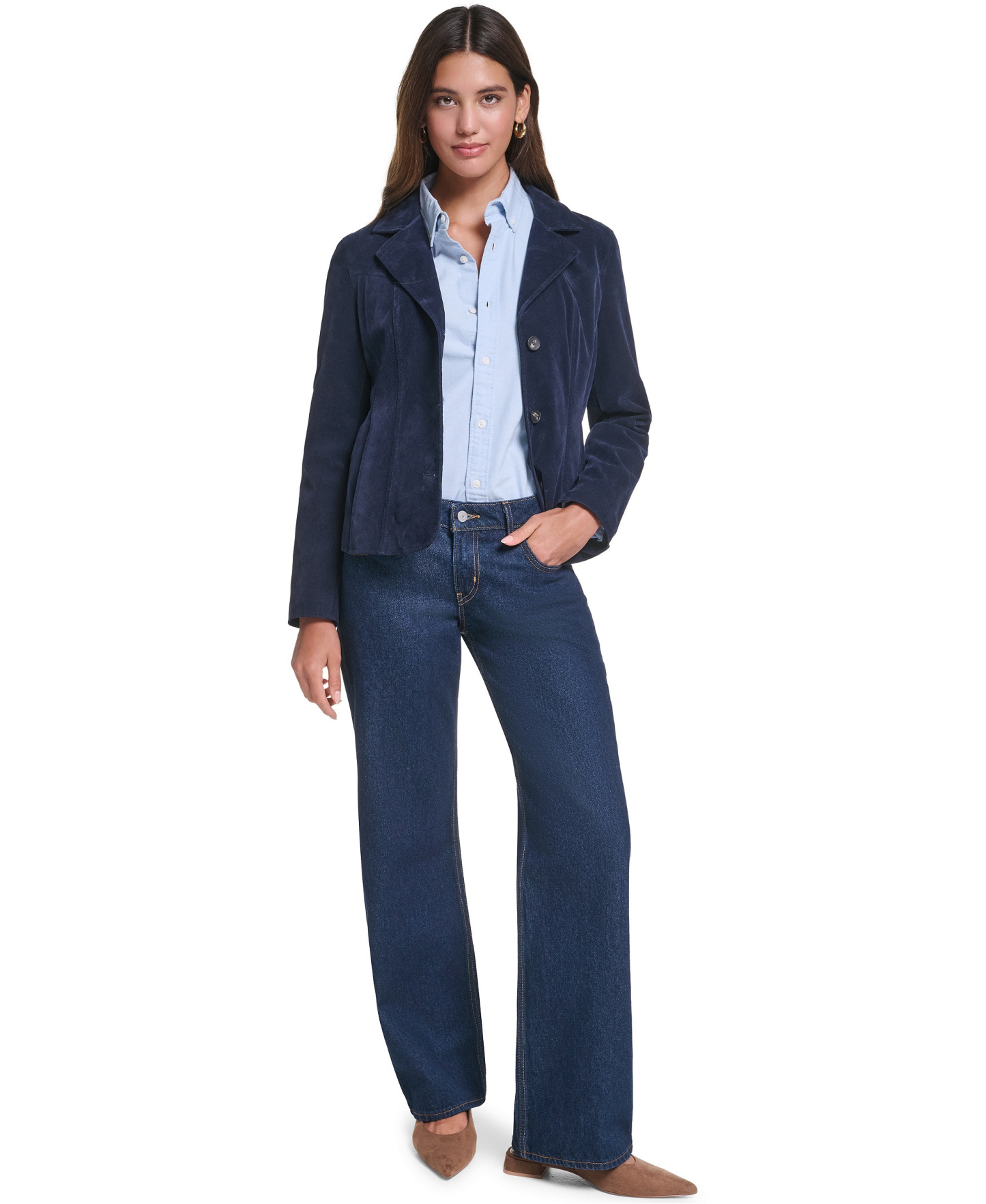 Levi's Women's Fitted Faux Suede Blazer - Navy