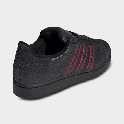 Men's adidas Originals Superstar II Casual Shoes - Part 1 - Core Black/Team Victory Red/Utility Black - Back view