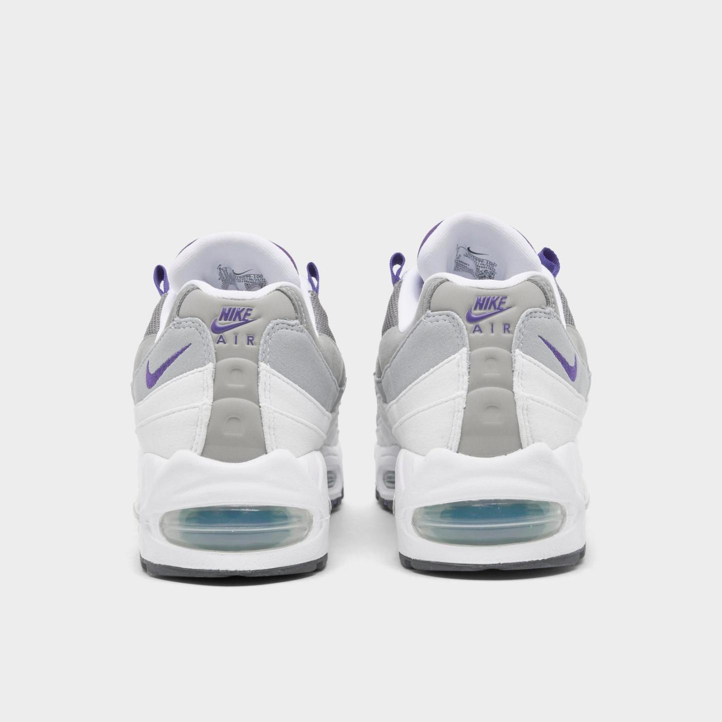 Women's Nike Air Max 95 Big Bubble Casual Shoes - White/Court Purple/Emerald Green/Wolf Grey