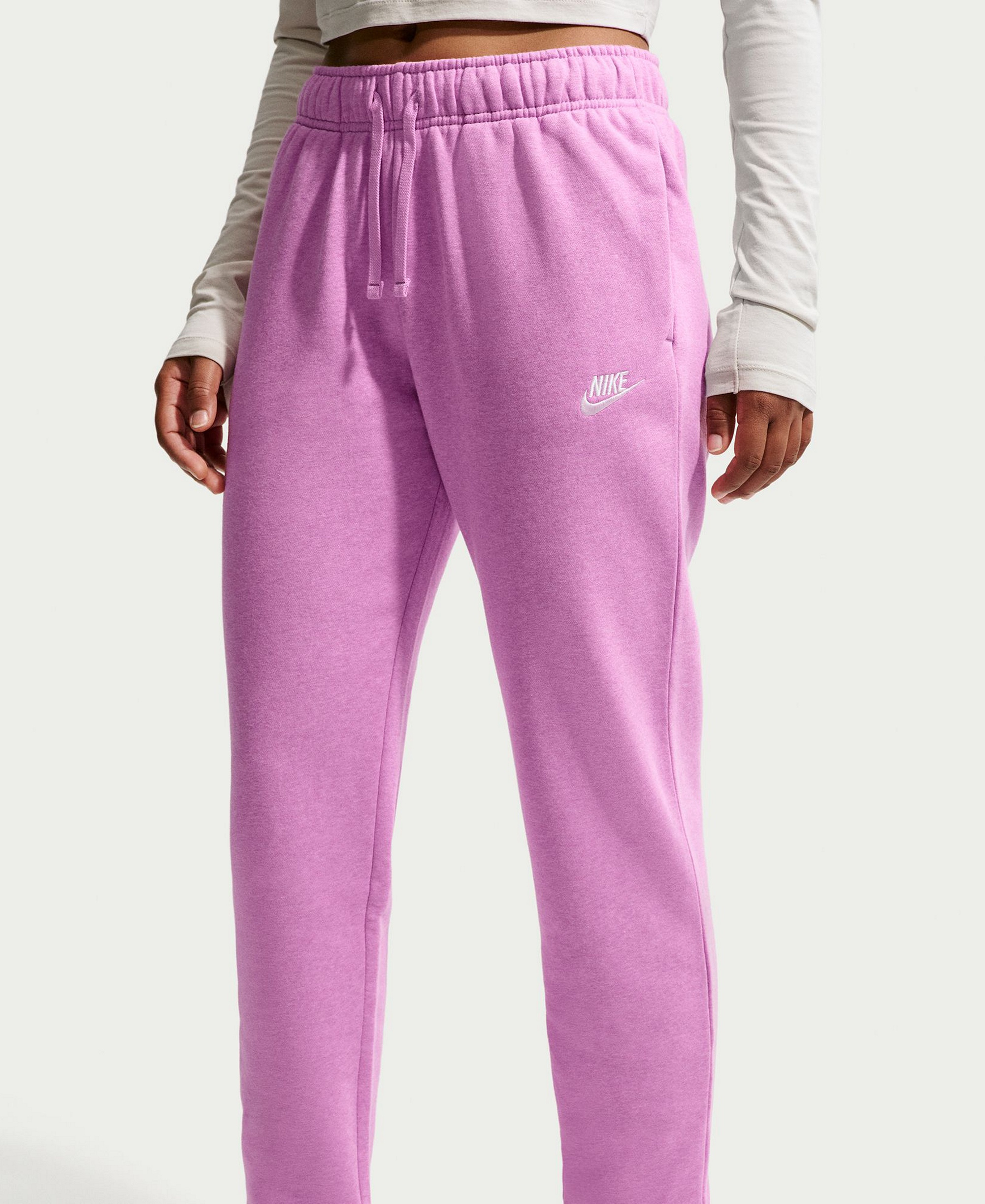Nike Women's Sportswear Club Fleece Mid-Rise Joggers - Lt Magenta/htr/white