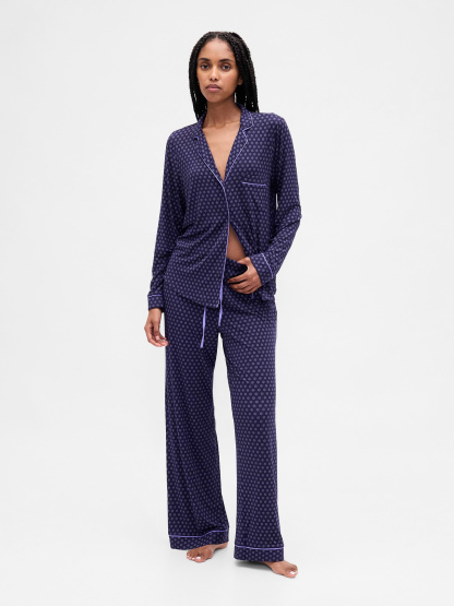 SoftMade Modal PJ Top - Blue foulard print