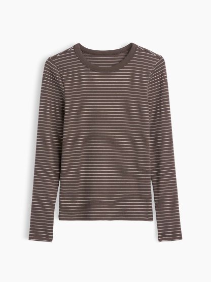 Modern Crewneck T-Shirt - Brown stripe