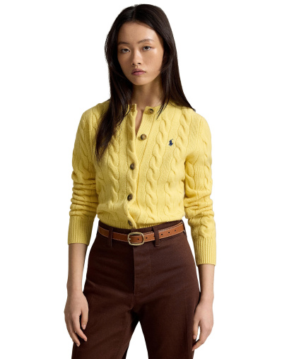 Polo Ralph Lauren Women's Cable-Knit Wool-Cashmere Cardigan Sweater - Fall Yellow